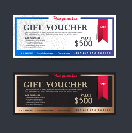 Gift voucher vintage vectors 11