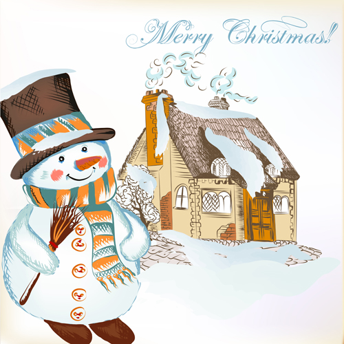snowman christmas background vector background 