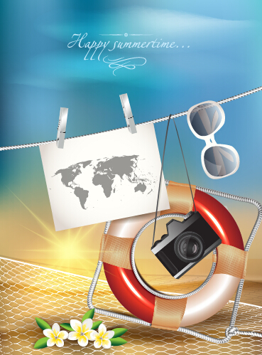 Holiday summer travel sea background vector 04