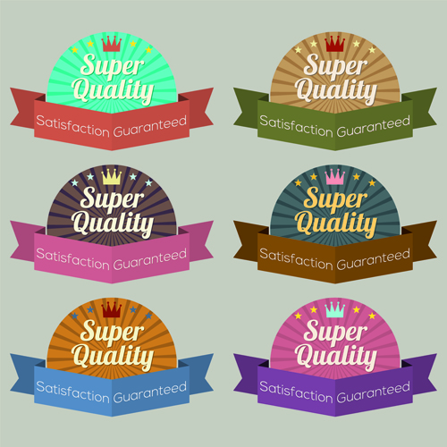 Labels premium quality retro style vector 02