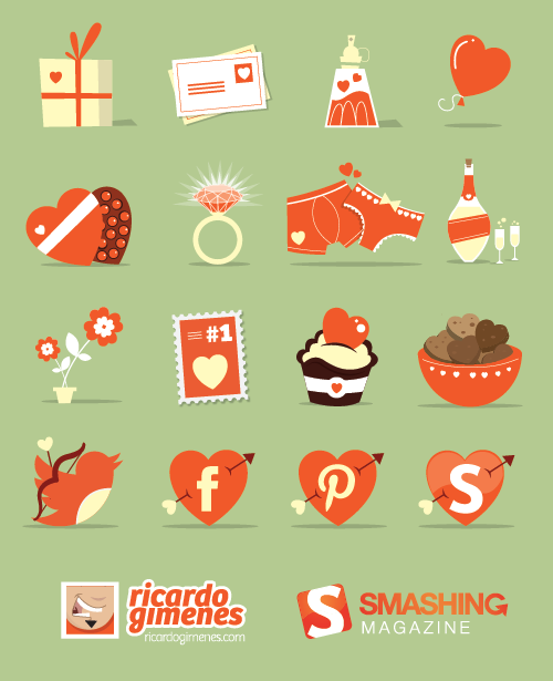 Love elements cartoon icons vector material