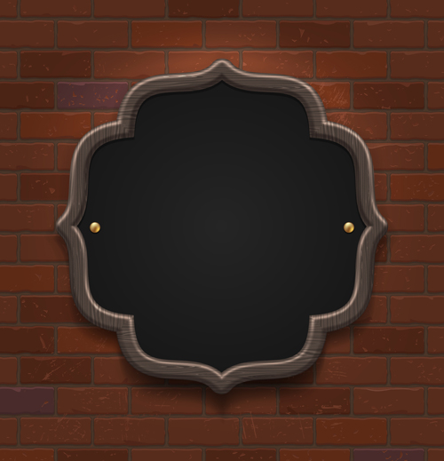 Menu labels and brick wall design vector 01