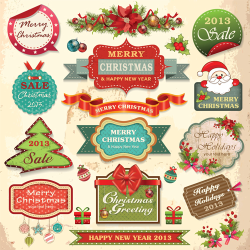 vintage merry labels label elements element christmas 2014 