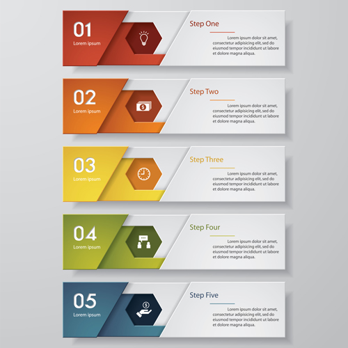Numbered banners modern template vector 02