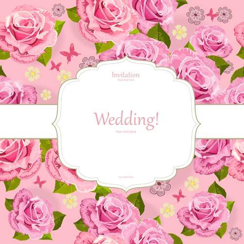 tation background vector material 01 Pink flower invitation background vector material 01