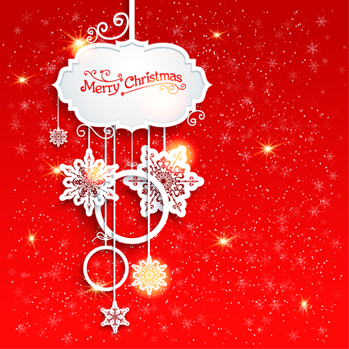 Red style greeting christmas card vector 
