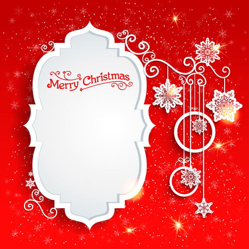 Red style greeting christmas card vector card 