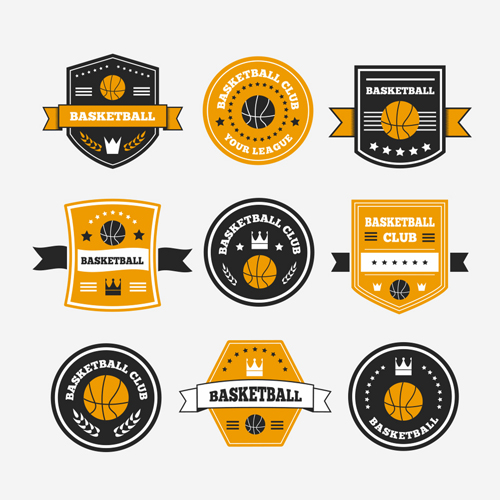 Retro font labels basketball 