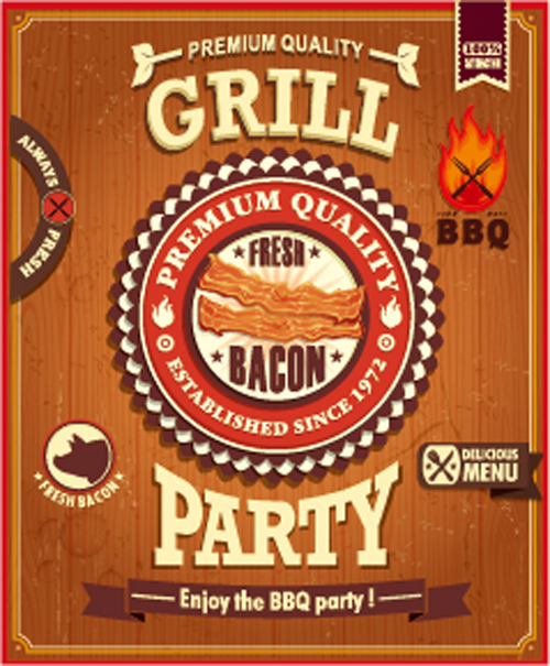 Retro font poster party grill 