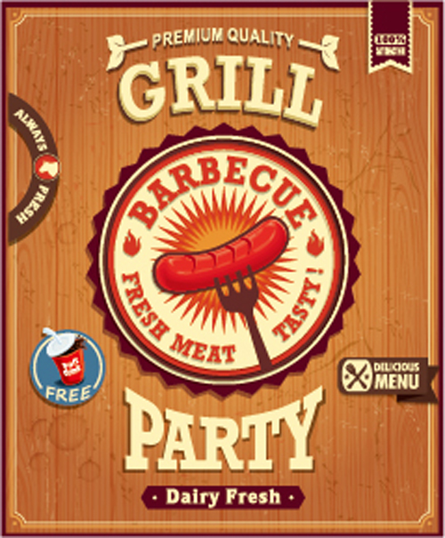 Retro font poster party grill 