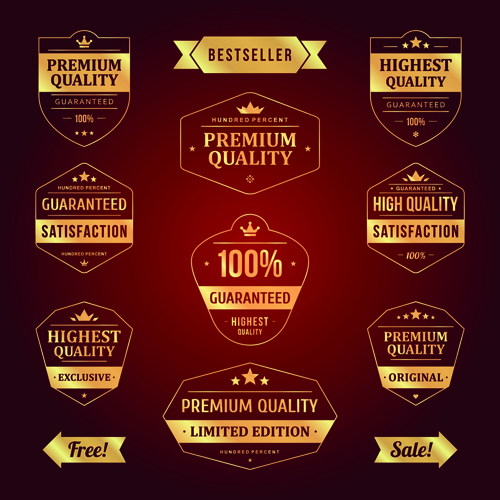 Retro premium quality sale labels vector set 03