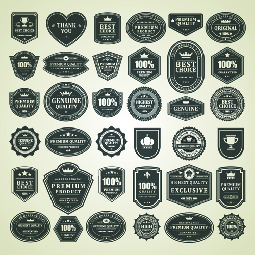 Retro premium quality sale labels vector set 05