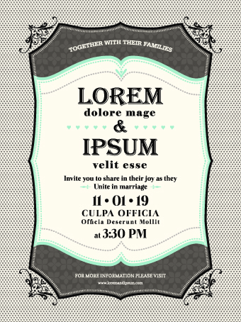 Retro wedding invitations cards design vector 01