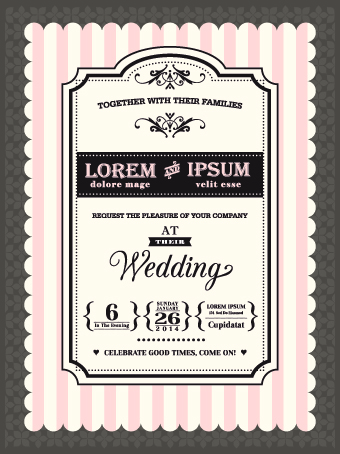 Retro wedding invitations cards design vector 02