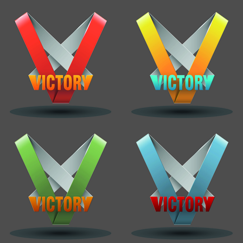 Ribbon shape logos design elements vector 04