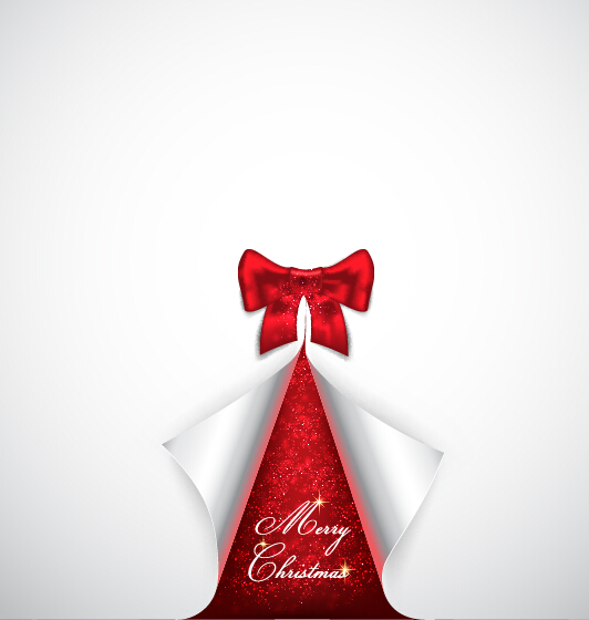 Roll paper with red bow christmas background
