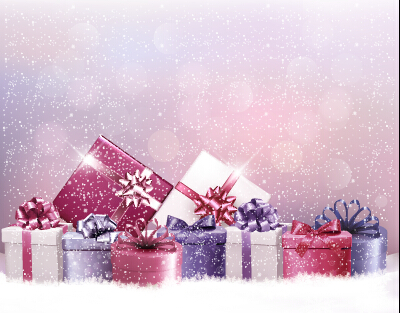 Shiny christmas gift package vector background 02