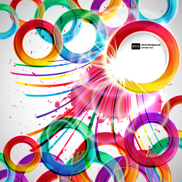 Shiny colored round with abstract background