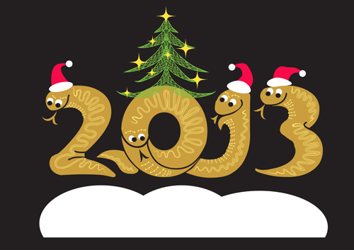 Set of 2013 year of snake design vector 04