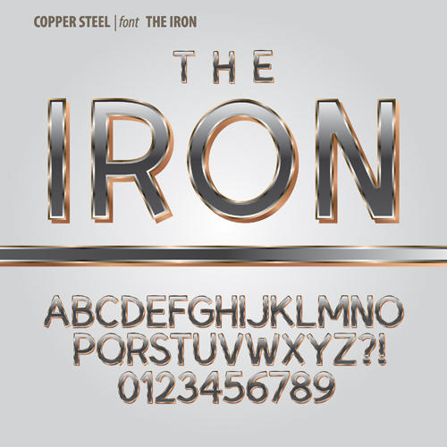 Textured metal alphabet vector material 02
