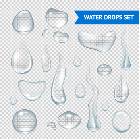 Transparent water drops illustration vector material 01