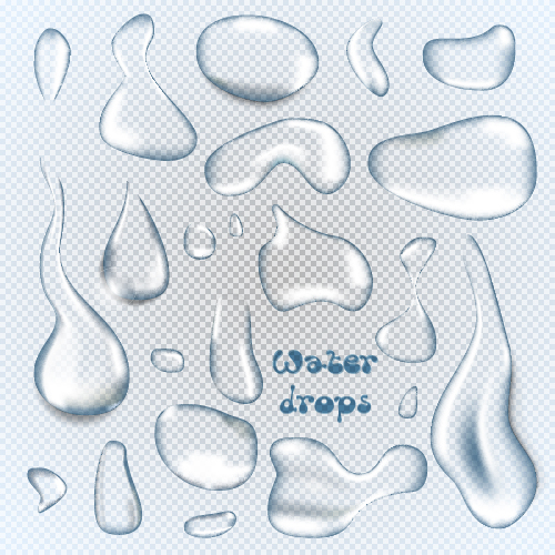 Transparent water drops illustration vector material 02