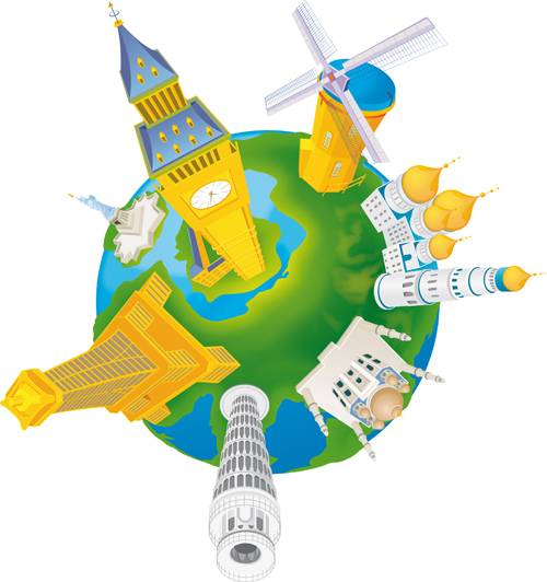 Different Travel elements vector set 03