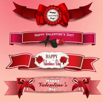 Valentine Day ribbon banner creative vector 02