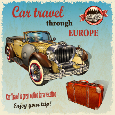 Vintage style car advertising poster vector 01