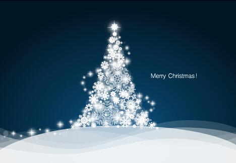 White snowflake christmas tree vectors