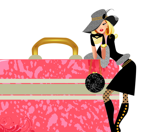 Stylish traveler girls vector 01