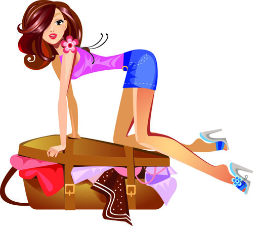 Stylish traveler girls vector 03