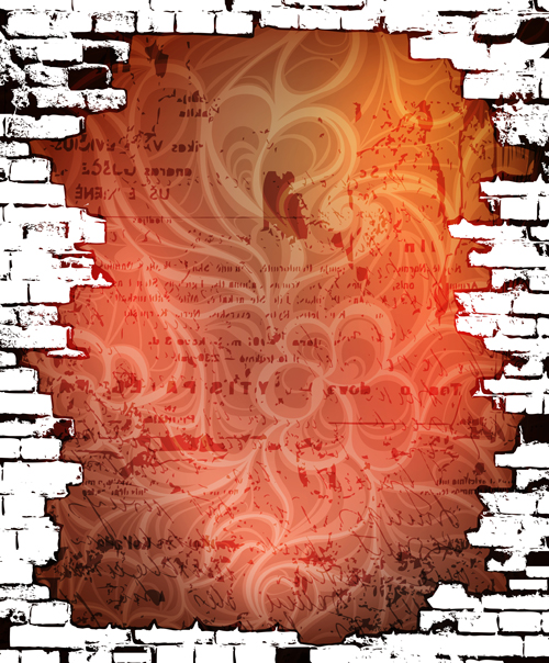 Brick wall Object backgrounds vector graphics 01