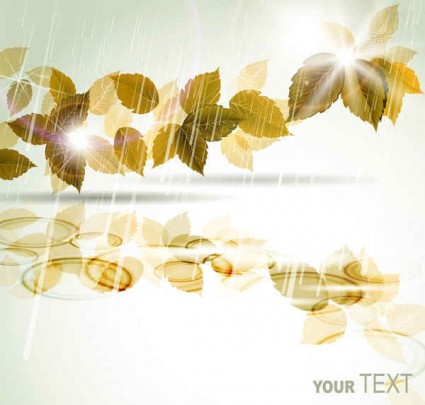 Creative leaves with rain vectors background Creative leaves with rain vectors background