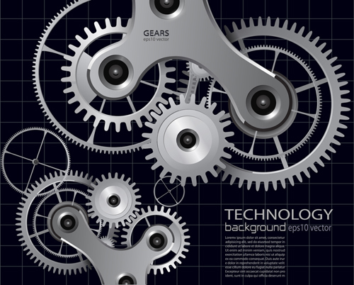 Set of Gears vector background 02