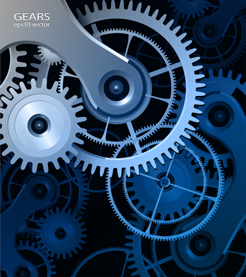 Set of Gears vector background 03