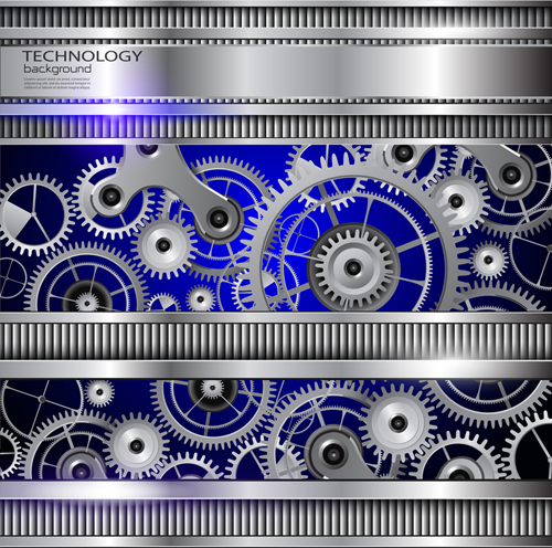 Set of Gears vector background 05