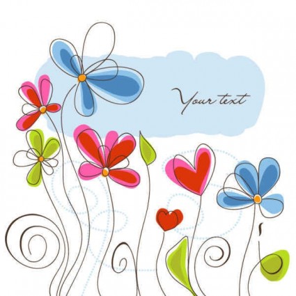 Cute flowers hand painted vector Cute flowers hand painted vector