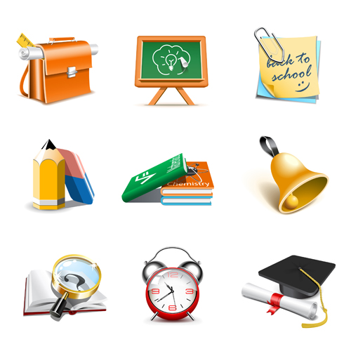 office Tool and school elements icon vector 04