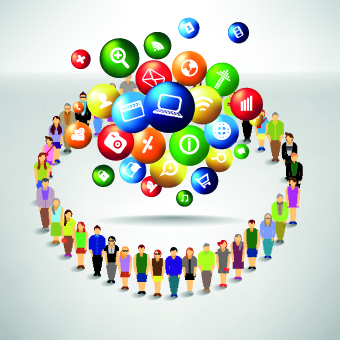Business crowd design vector set 04