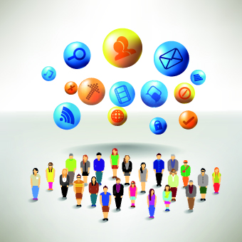 Business crowd design vector set 05