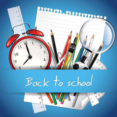 School accessories vector background set 01