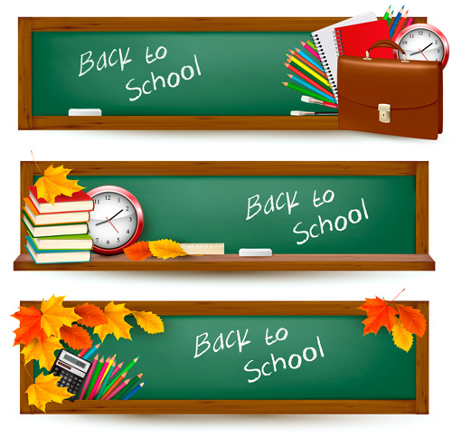 School accessories vector background set 02