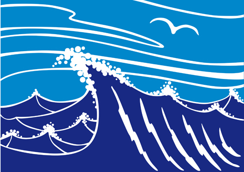 Sea Waves vector background set 02