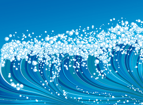 Sea Waves vector background set 03