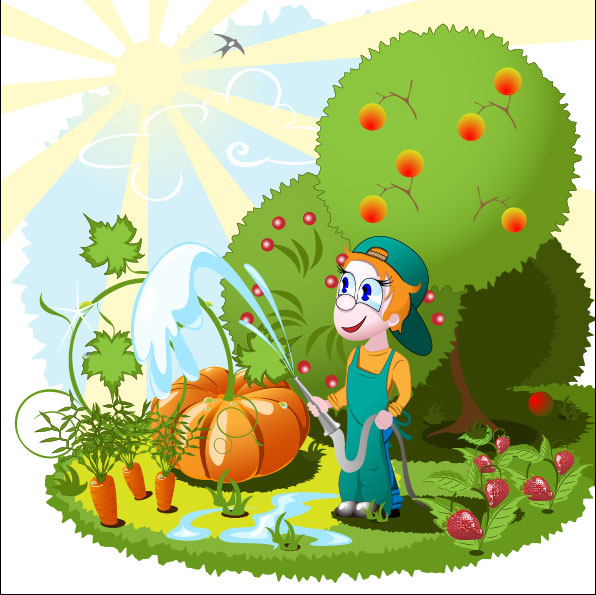 Cartoon Orchard 02 vector