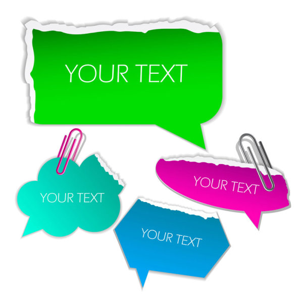 Set of Ripped Paper dialogue labels vector 04