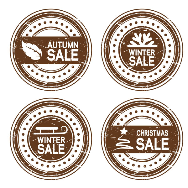 Autumn and winter offer labels stickers vector 03
