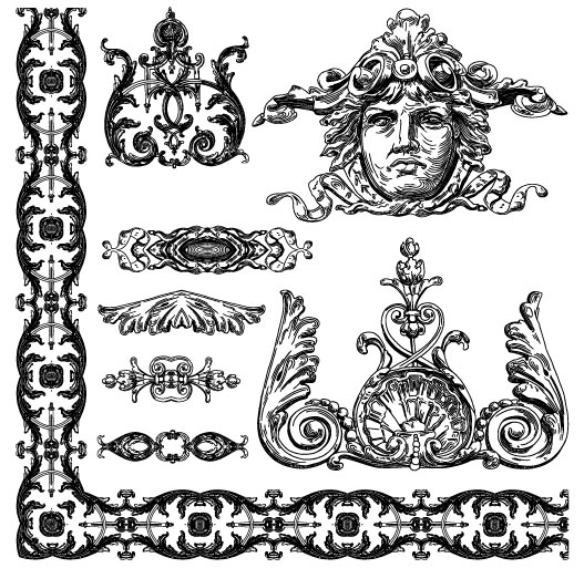 Set Vintage of Retro borders vector art 04