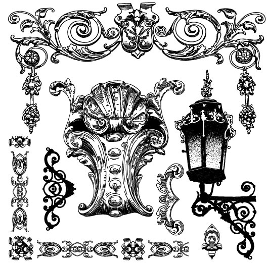 Set Vintage of Retro borders vector art 05